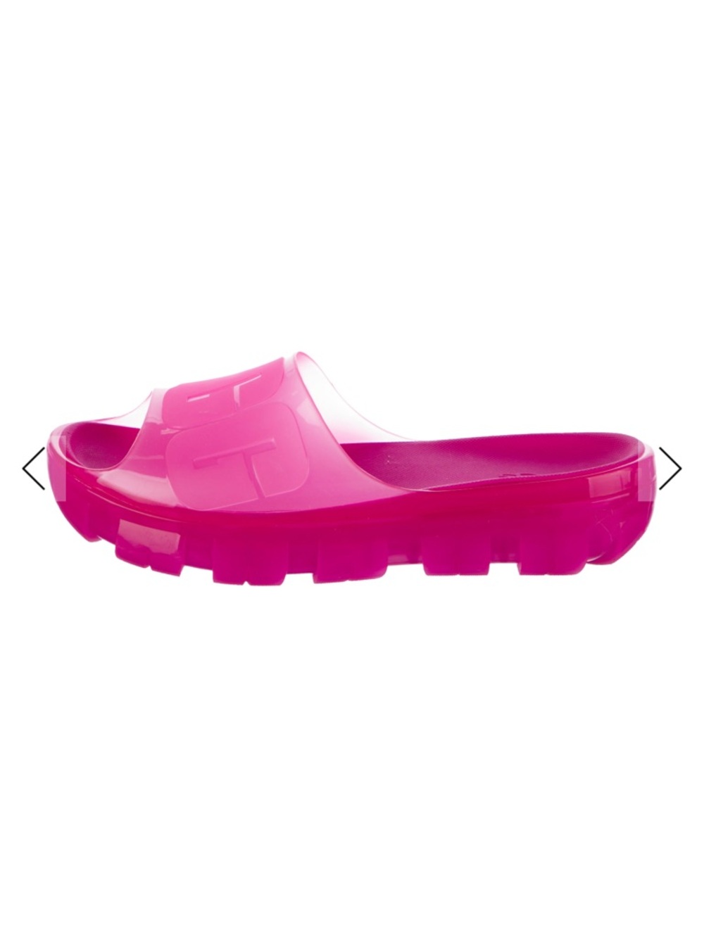 UGG Neon Pink Clear Logo Slide Sandals - Picture 5 of 5